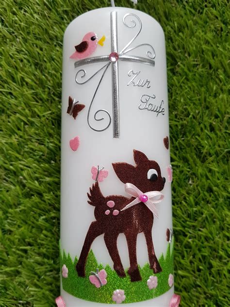 Baptismal Candle Bambi Reh © The Original Tk188 Etsy