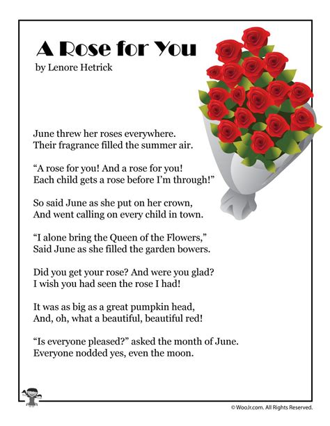 A Rose For You Poem About June Woo Jr Kids Activities Childrens