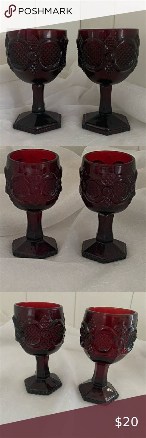 Vintage Avon Cape Cod Ruby Red Wine Goblet Glass Wine Goblets