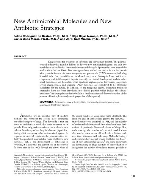 (PDF) New Antimicrobial Molecules and New Antibiotic Strategies 