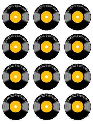 Vinyl Retro Record Music Personalised Edible Cupcake Toppers Wafer