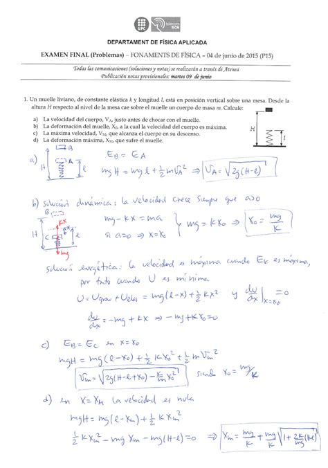 Examen Final Problemas Primavera 2015 Fonaments de Física UPC Studocu