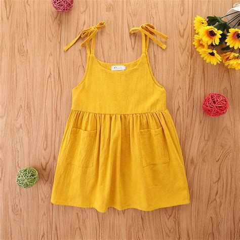 Sokhug Toddler Girls Solid Color Dress Birthday Party Flowers Gown Kids ...