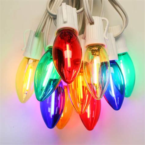 Multicolor C9 LED Bulbs with Filaments – Christmas Light Source