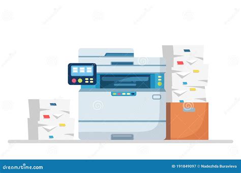 MFP Machine Multifunction Printer Vector Icon Flat Cartoon Graphic