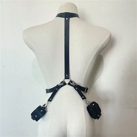 Leather Chest Chain Harness Women Bra Erotic Lingerie Bdsm Body Sexy Underwear Goth Open Cup Bra