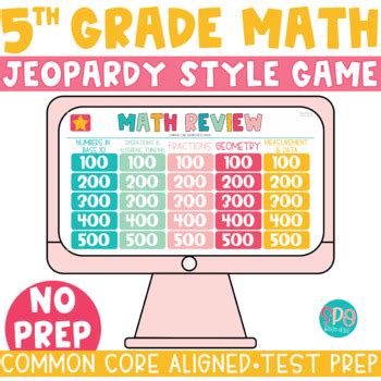 5th Grade Math Review Jeopardy Style Game - NO PREP Fifth Grade Math Test Prep