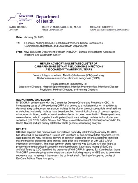 Fillable Online Nysdoh Health Advisory Nysdoh Health Advisory Fax