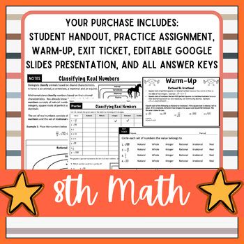 Th Grade Classifying Real Numbers Notes Worksheet Lesson Bundle