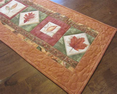 Fall Autumn Leaf Quilted Table Runner Dresser Scarf Side Table Etsy