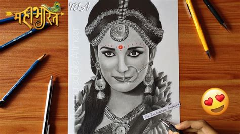 Draupadi Drawing Mahabharat Pooja Sharma Tia Youtube