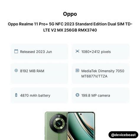 Oppo Realme 11 Pro 5G NFC 2023 Standard Edition Dual SIM TD LTE V2 MX