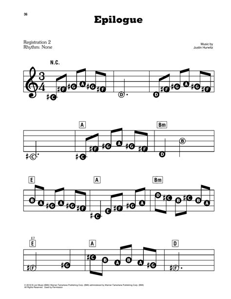 Epilogue From La La Land By Justin Hurwitz Sheet Music For E Z Play