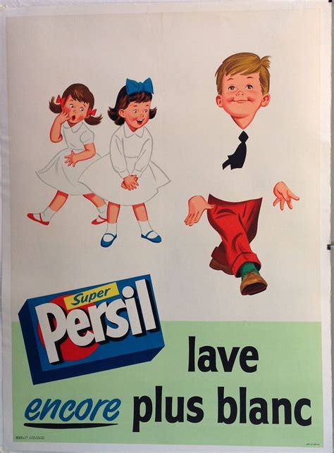 Vintage poster publicitario litografía Persil Lave encore plus blanc