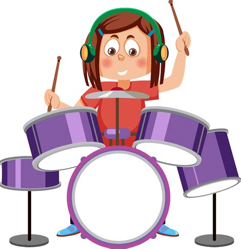 A Girl Playing Drum 13426964 Vector Art At Vecteezy