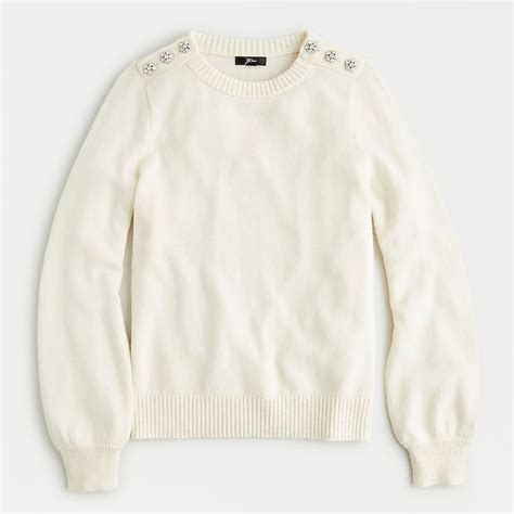 J Crew Crewneck Sweater With Jeweled Buttons For Women Right Side