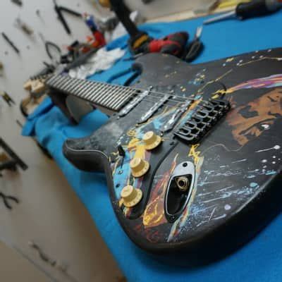 Custom Unique Jimi Hendrix stratocaster guitar left handed black ...