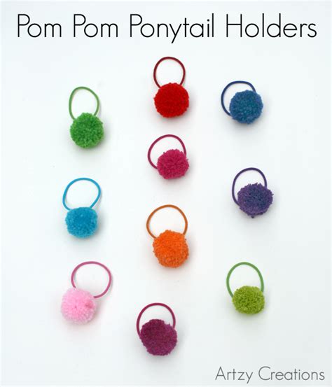 Pom Pom Ponytail Holder 2K Crafts