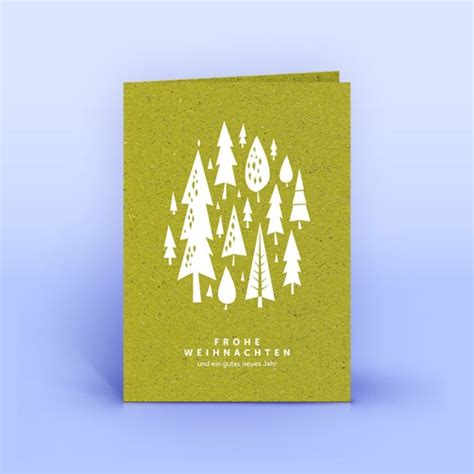 Eco Cards Weihnachtskarte Wei E B Umchen Im Wald Auf Graspapier