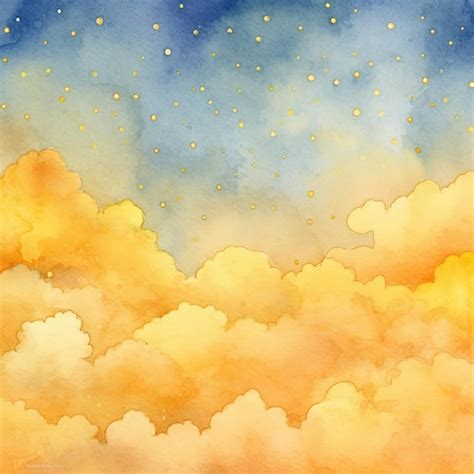 Una Pintura De Acuarela De Un Cielo Con Nubes Y Estrellas Foto Premium