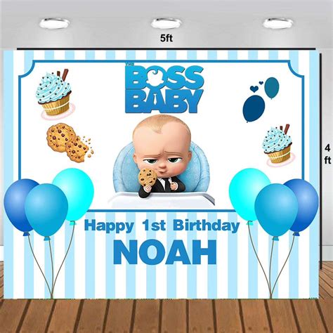 Personalized Baby Boss Theme Banner Poster For Baby Kid Happy Birthday