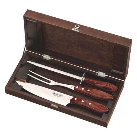 Kit para Churrasco Tramontina em Aço Inox Cabo Vermelho Polywood