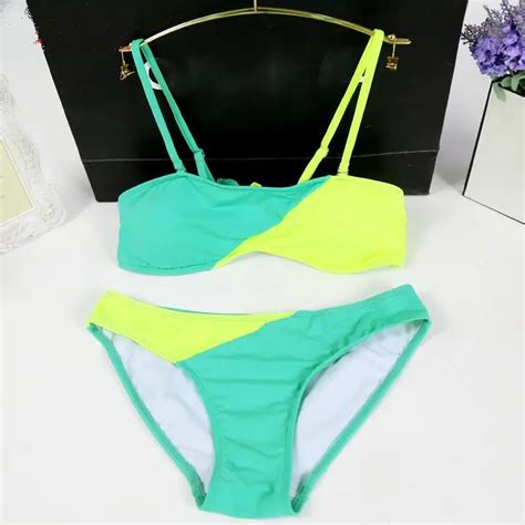 Women New Patchwork Bikini Sexy Bandeau Biquini Low Rise Swimsuit