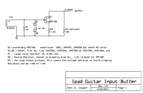 Simple JFET Preamp For An IDevice Guitar Interface Planet Z