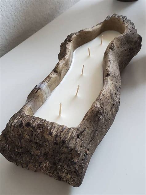 Wick Drift Wood Ceramic Log Candle Etsy Driftwood Projects