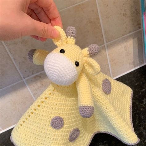 Cute Giraffe Lovey Pattern Security Blanket Crochet Lovey Baby