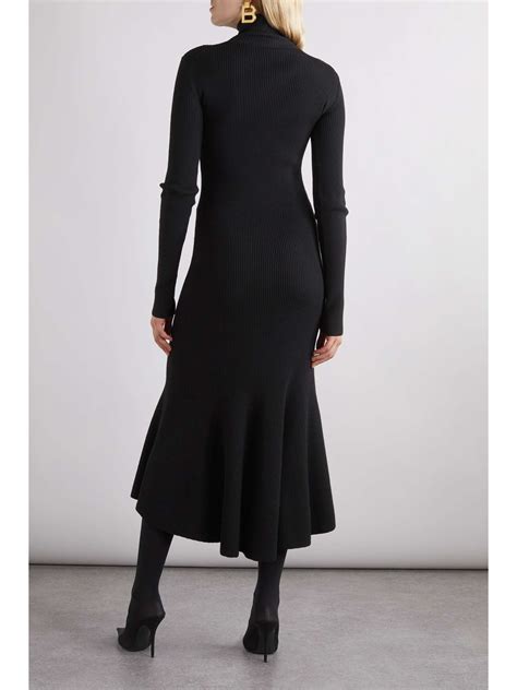 Balenciaga Ribbed Wool Blend Turtleneck Midi Dress Net A Porter