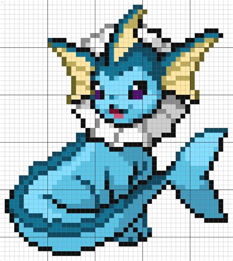 Vaporeon Pixel Art Grid