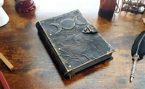 Handmade Leather Grimoire Spellbook Book Of Shadows Triple Etsy Uk