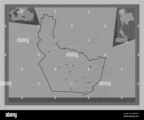 Nonthaburi Province Of Thailand Grayscale Elevation Map With Lakes