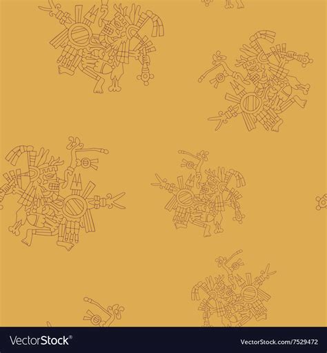 Seamless pattern with symbols from aztec codices Vector Image