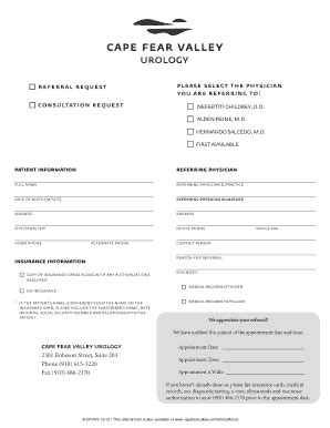 Fillable Online Cape Fear Urology Patient Forms Fax Email Print Pdffiller