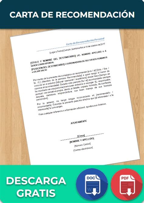 Carta de Recomendación Académica Ejemplos y Formatos Word PDF