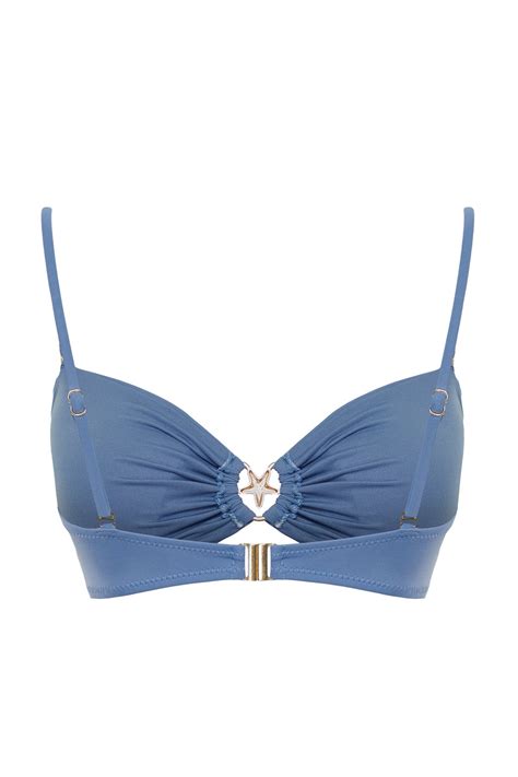Trendyolmilla Mavi Straplez Premium Aksesuarlı Mix Match Bikini Üstü TBESS BU Fiyatı