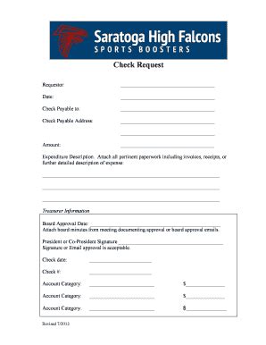 Fillable Online Sports Boosters Check Request Form Fax Email Print