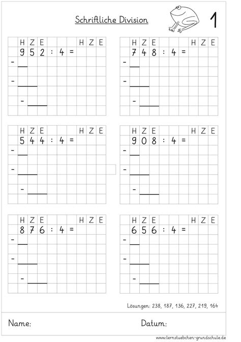 Arbeitsblatt Schriftliche Division Mit Rest