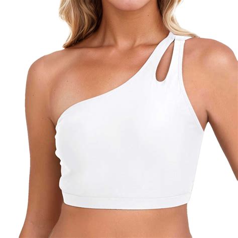 Women S Bikini Tops One Shoulder Tankini Sports Bra Keyhole Swim Bras