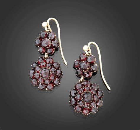 Victorian Bohemian Garnet Drop Earrings Gerard McCabe Antiques