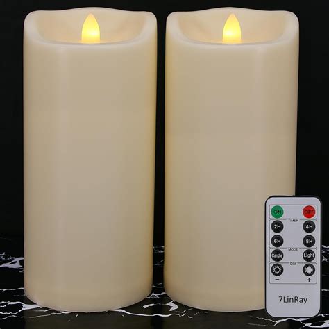 Large Outdoor Waterproof Flameless Candles Remote Timers Battery Operated Led Pillar Candles