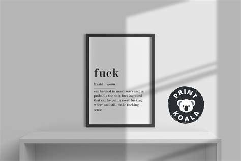 Fuck Definition Print Poster Quote Wall Art Gift Funny Wall Etsy