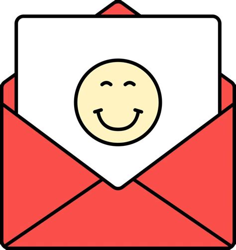 Smiley Card With Envelope Flat Icon In Red And Yellow Color