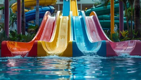 Premium Photo | Colorful water slides provide aqua fun in the water ...