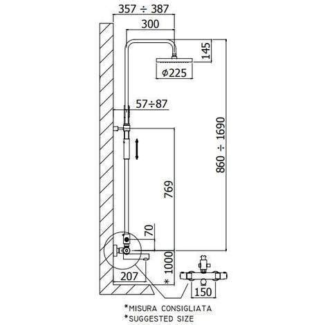 Colonne De Douche Thermostatique Avec Tube Long Reglable Birillo