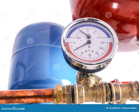 Pressure Gauge of Boiler Installation Stock Image - Image of interior ...