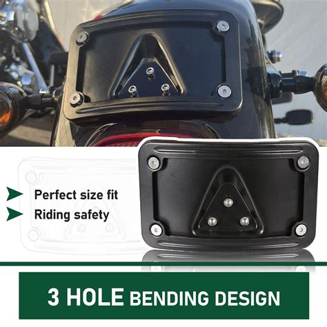 Hole Curved Laydown License Plate Mount Bracket W Frame For Harley