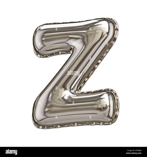 Silver Foil Balloon Font Letter Z D Rendering Illustration Isolated On